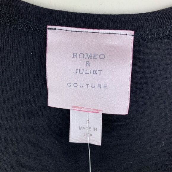 Romeo & Juliet Couture Black Knit Tunic/Dress w/Floral Appliqué Chiffon‎ Hem NWT - Picture 4 of 9